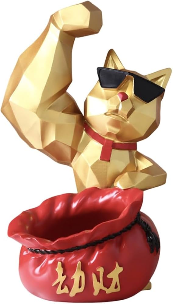 Amazon.co.jp: 【MERUS】サングラスをかけたマッチョな招き猫 小物入れ