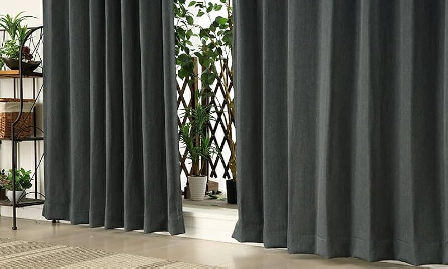 Amazon｜カーテン天国 遮光カーテン 1級遮光 8376ダークグレーBK 断熱