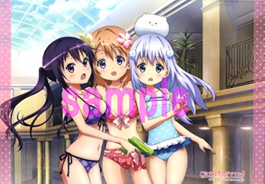 Amazon.co.jp: ご注文はうさぎですか？ クリアポスター アニメ 水着