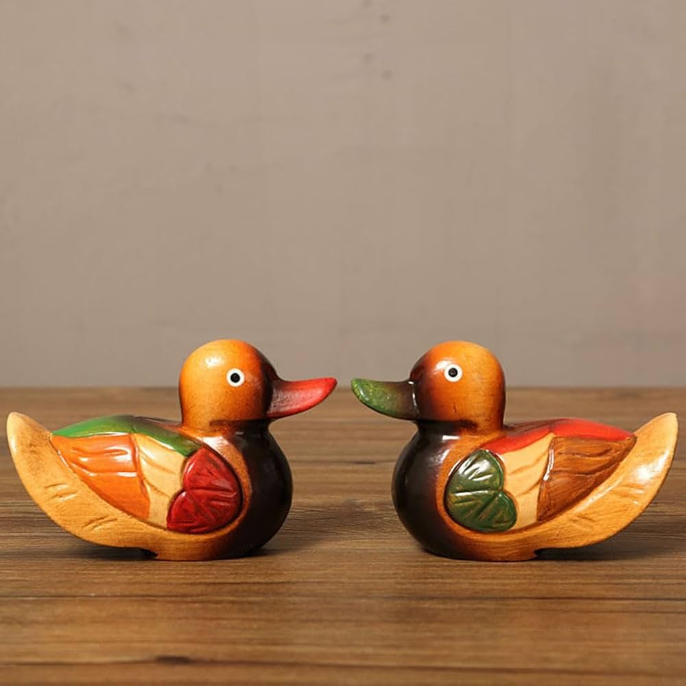 Amazon.co.jp: iplusmile オシドリの彫像 木製 オシドリの工芸品 自宅