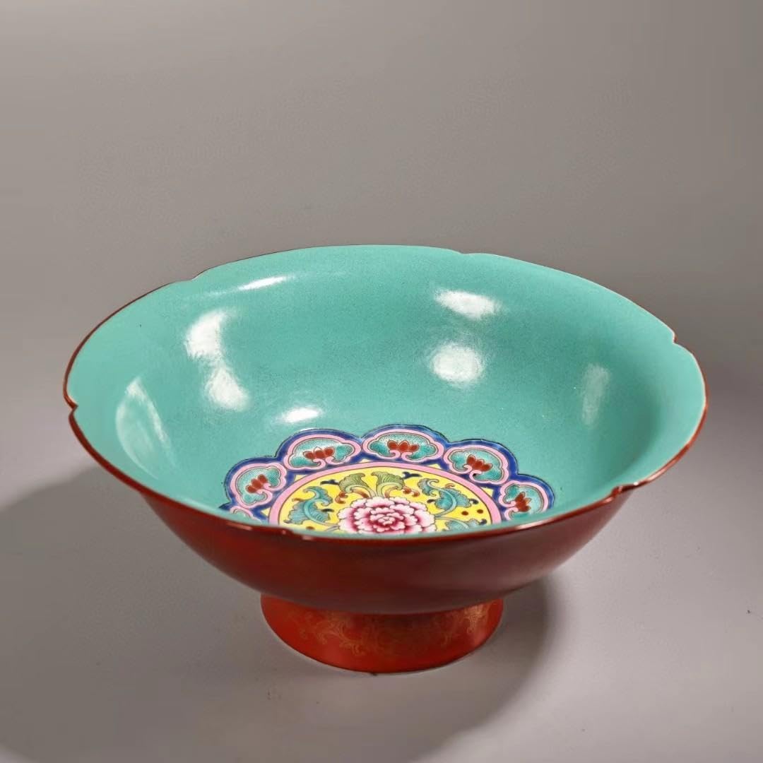 Amazon.co.jp: 中国古美術・珍蔵七宝彩と粉彩・赤釉と描金磁器の碗・純