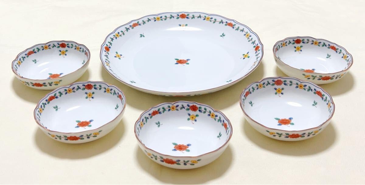 Amazon.co.jp: 和食器 たち吉橘吉 花数寄シリ－ズ 色絵花唐草 大皿1枚