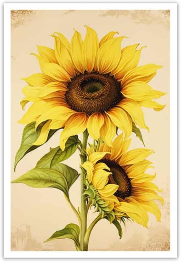 Amazon.co.jp: CGXLB 素朴なひまわり キャンバス ウォールアート 黄色