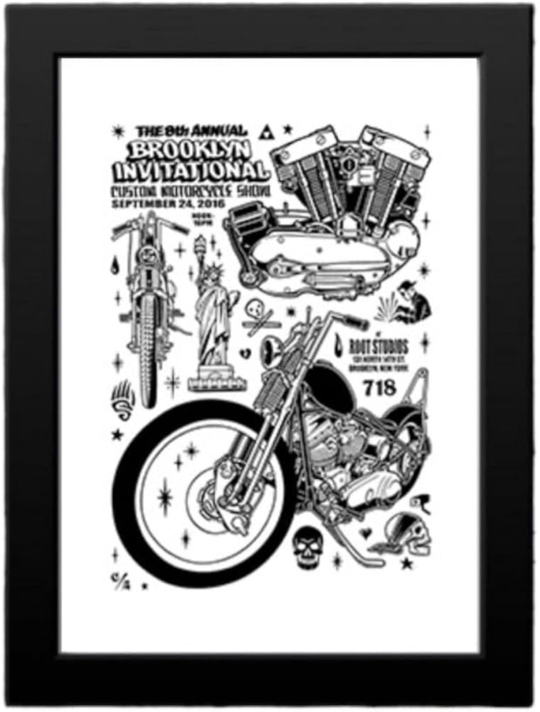 Amazon.co.jp: ハーレー イラスト ポスター キャンバス ヴィンテージ