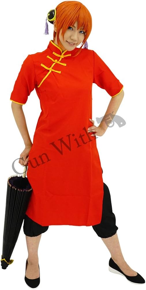 Amazon.co.jp: [Gun With] 銀魂 神楽 風 チャイナドレス + 黒パンツ 2