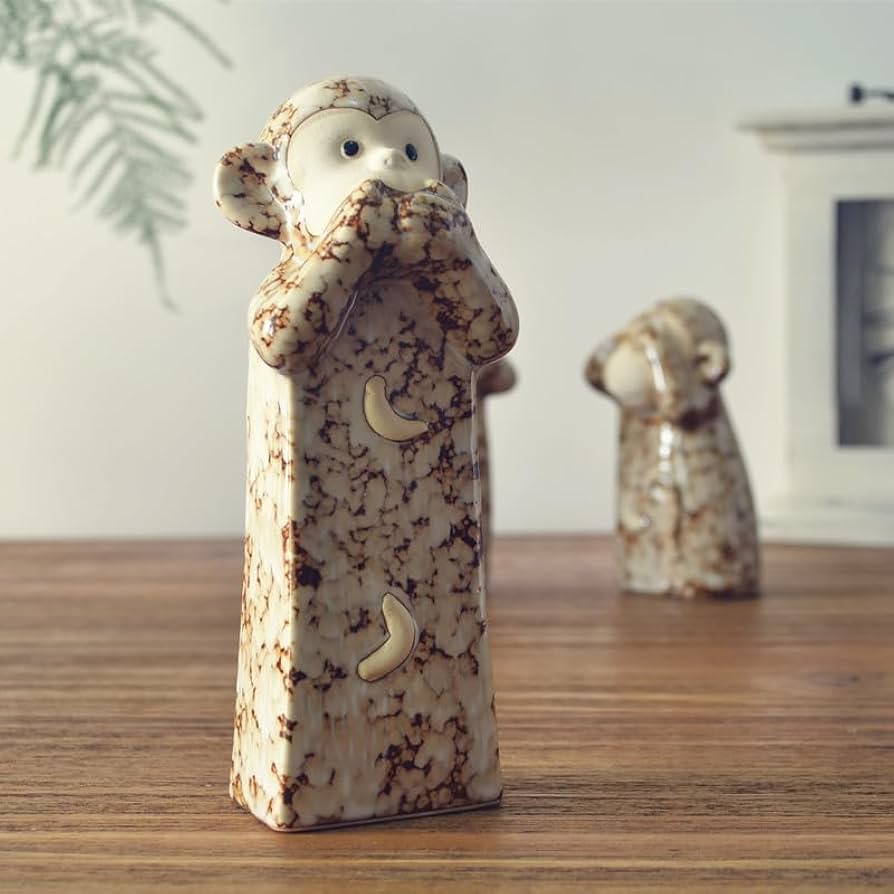 Amazon.co.jp: OBOROZUKI 猿の置物 さんざる 見ざる 聞かざる 言わざる