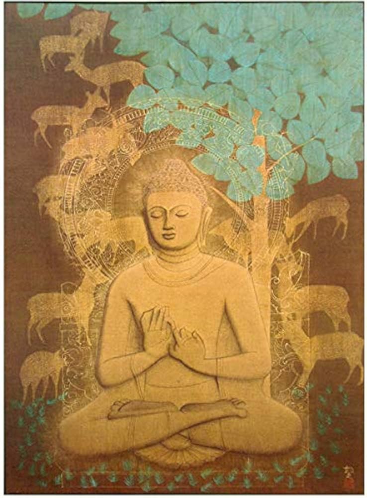 Amazon.co.jp: 平山郁夫『鹿野苑の釈迦』復刻画 版画 仏画 お釈迦様