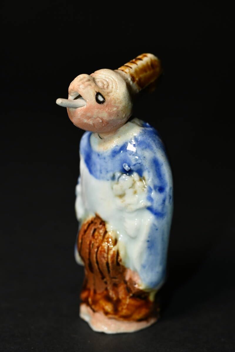 Amazon | 平戸焼舌出し三番叟染付鉄釉猿時代細工物からくり人形郷土