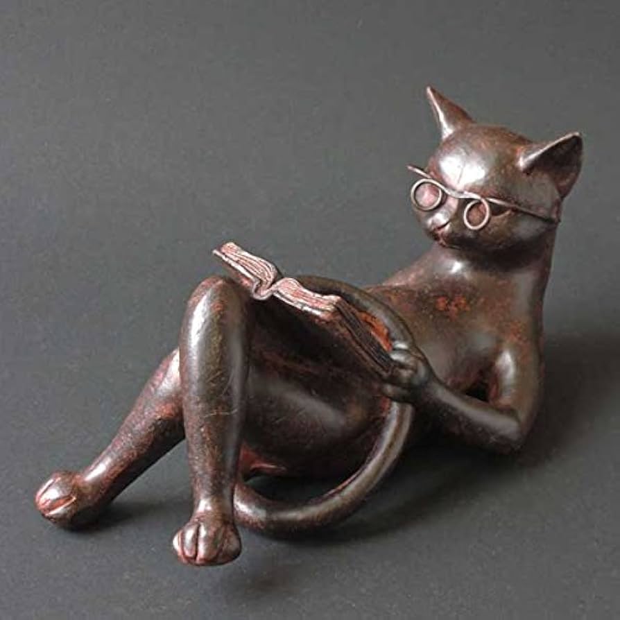 Amazon.co.jp: 東洋石創 オブジェ アンティーク調 読書 ねこ 11027