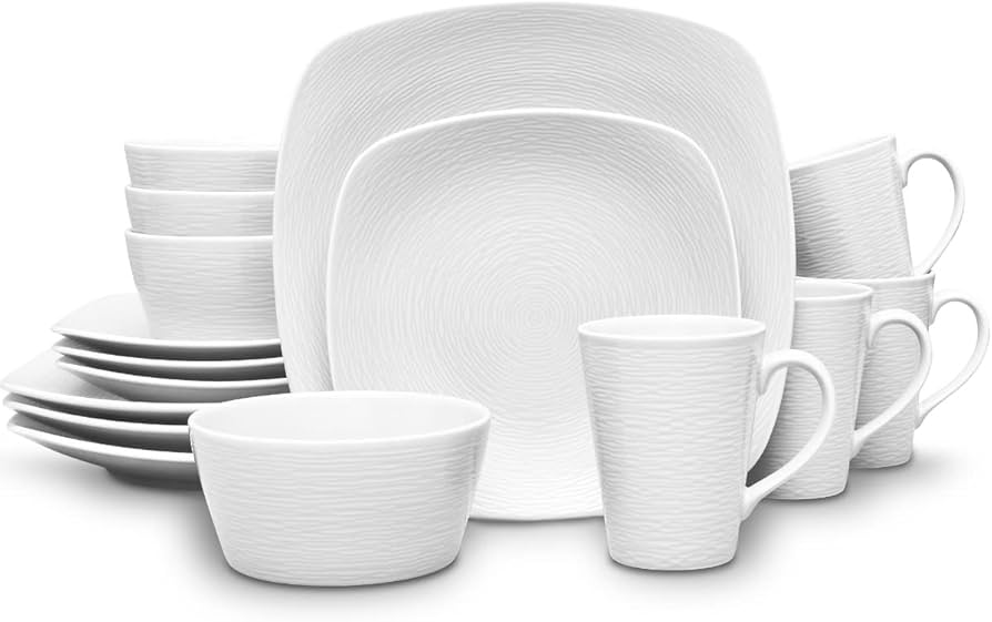 Amazon.com | Noritake Colorscapes White-on-White Swirl 16-Piece