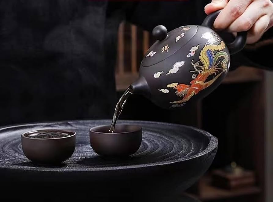 Amazon | 中国急須、熱すると色が変わり、龍と鳳凰が縁起よく浮かび