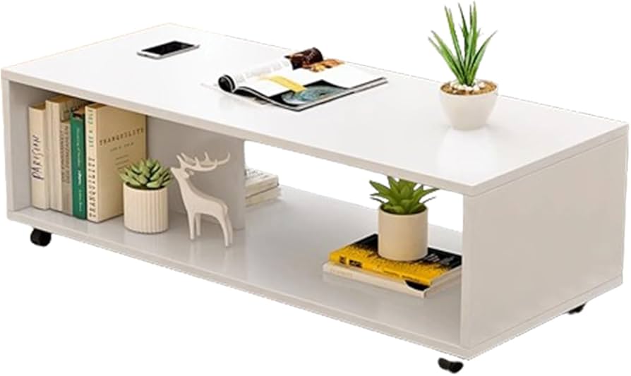 Amazon.co.jp: キャスター付き 木製 ローテーブル 収納付きしセンター