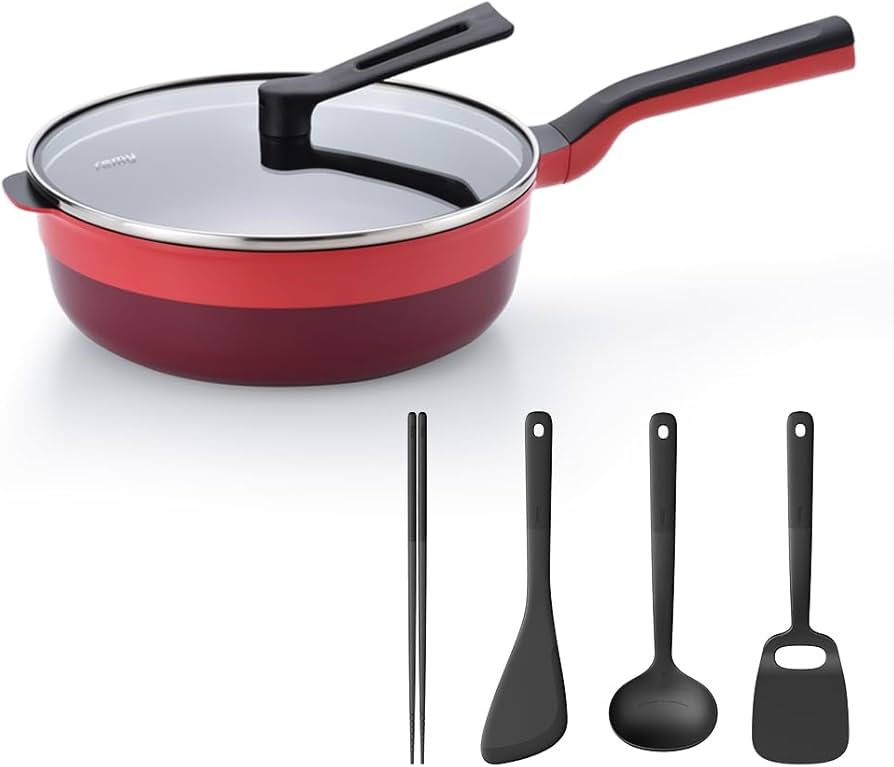 Amazon｜remy レミパンプラス ツール4種セット 24cm (レッド) 深型