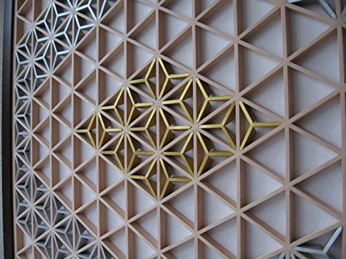 Amazon.co.jp: くみこスタジオ 和風アートパネル 組子色彩葉 金銀