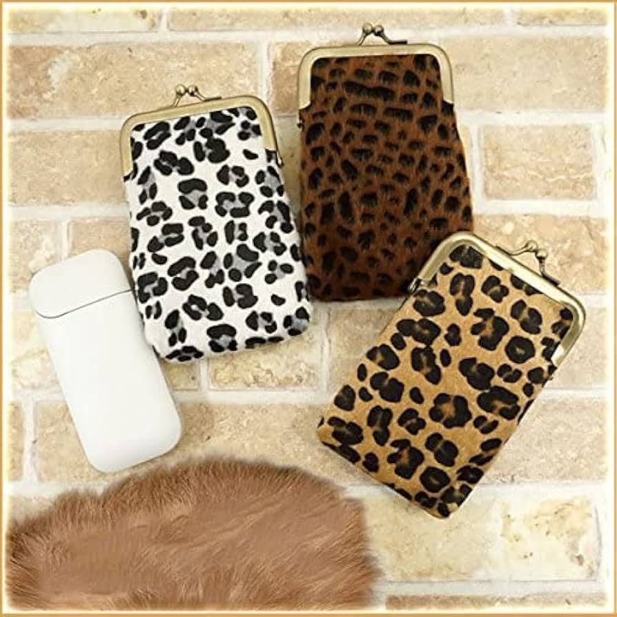 Amazon.co.jp: アイコス用のケース がま口 ポーチ ヒョウ柄 ブラウン系