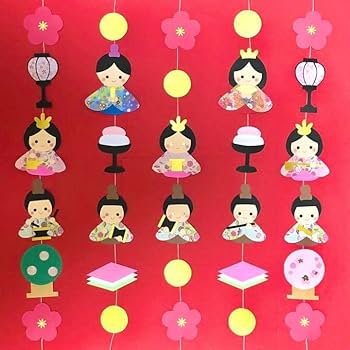 Amazon.co.jp: ひなまつり 桃の節句 3月壁面 吊るし飾り ガーランド