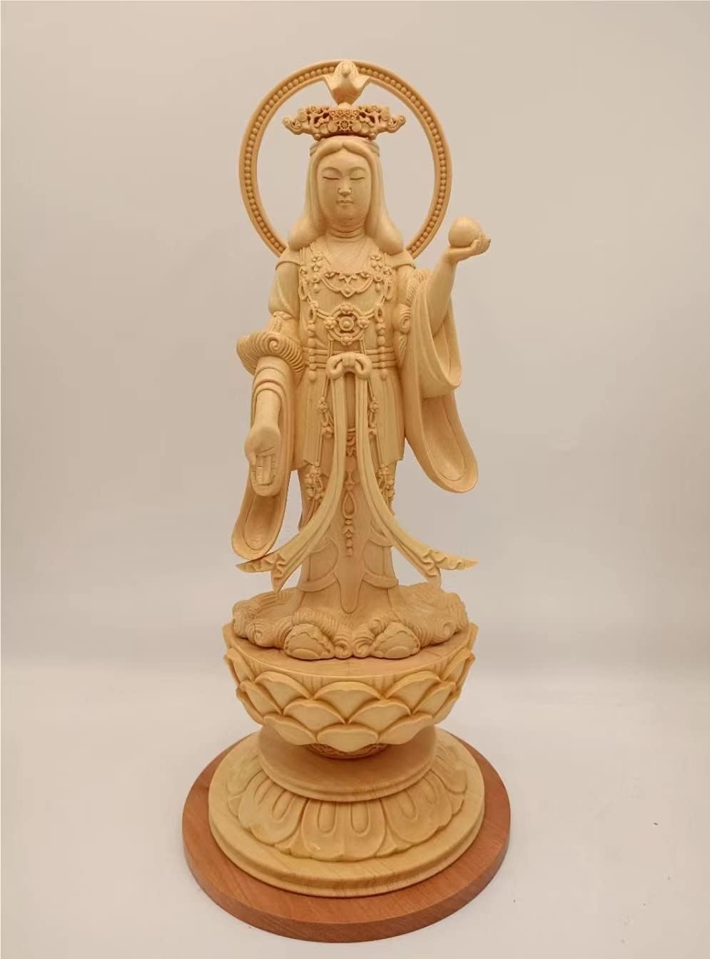 Amazon｜木彫り仏像【吉祥天女像】吉祥天 仏像 桧木製高級木彫り 総高