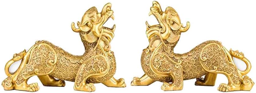 Amazon.co.jp: 貔貅 置物 ヒキュウ 招財 風水置物 雄雌セット 一対