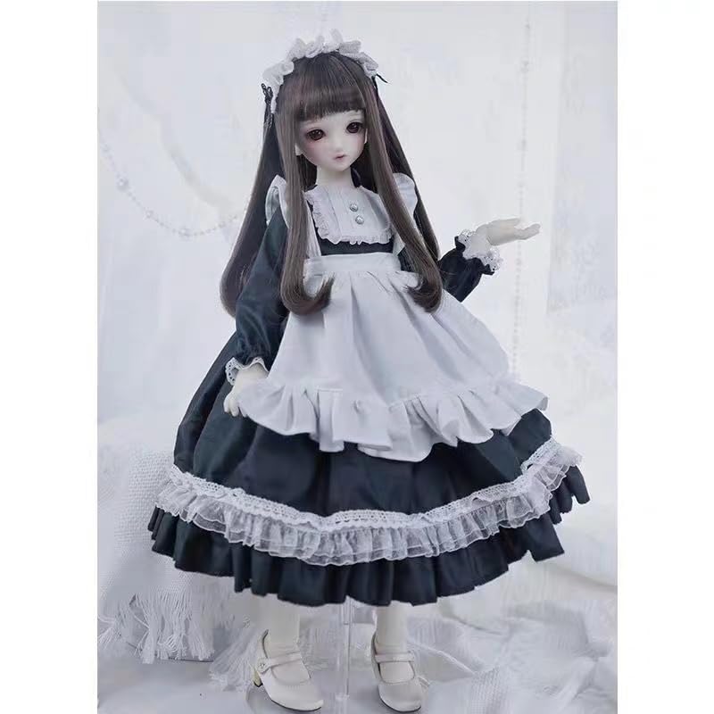 Amazon.co.jp: 【クリヤ】 1/3 1/4 BJD MSD 人形白メイド服 衣装3点
