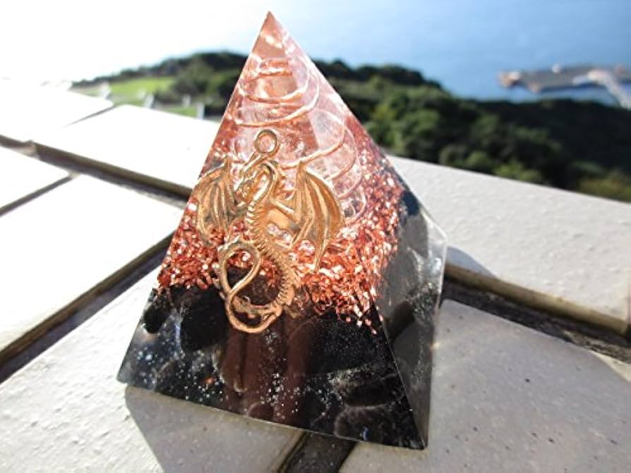 Amazon.co.jp: RELIGHT オルゴナイト 天然石 水晶 ピラミッド 龍