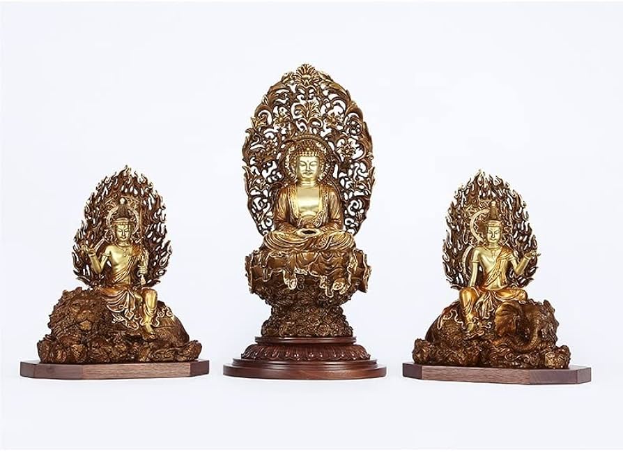 Amazon｜仏像 釈迦三尊【文殊菩薩・釈迦如来・普賢菩薩】 3点セット