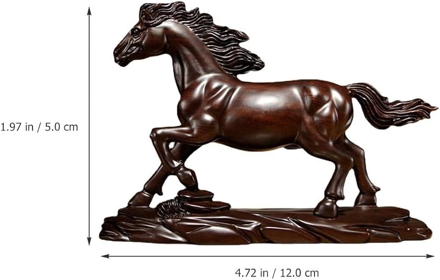 Amazon.co.jp: LOGOFUN 木製馬の置物 木製 干支 馬像 中国の馬の彫刻