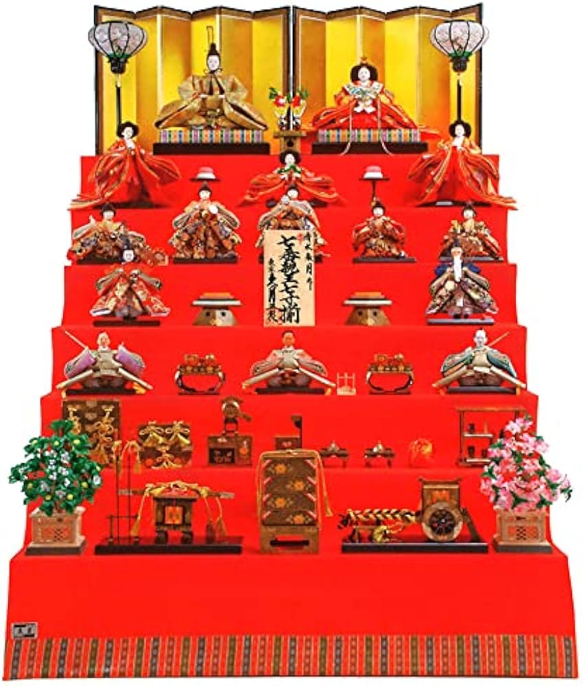 Amazon | 雛人形 久月 ひな人形 雛 七段飾り 十五人飾り 清水朱月作