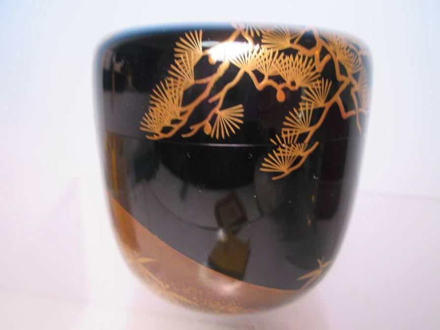 茶道具 黒漆 八幡宗豊造 黒中棗 書付 共箱 V 6911 【公式通販】