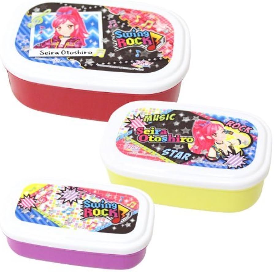 Amazon | アイカツ！ シール容器3Pセット・ランチケース・お弁当箱