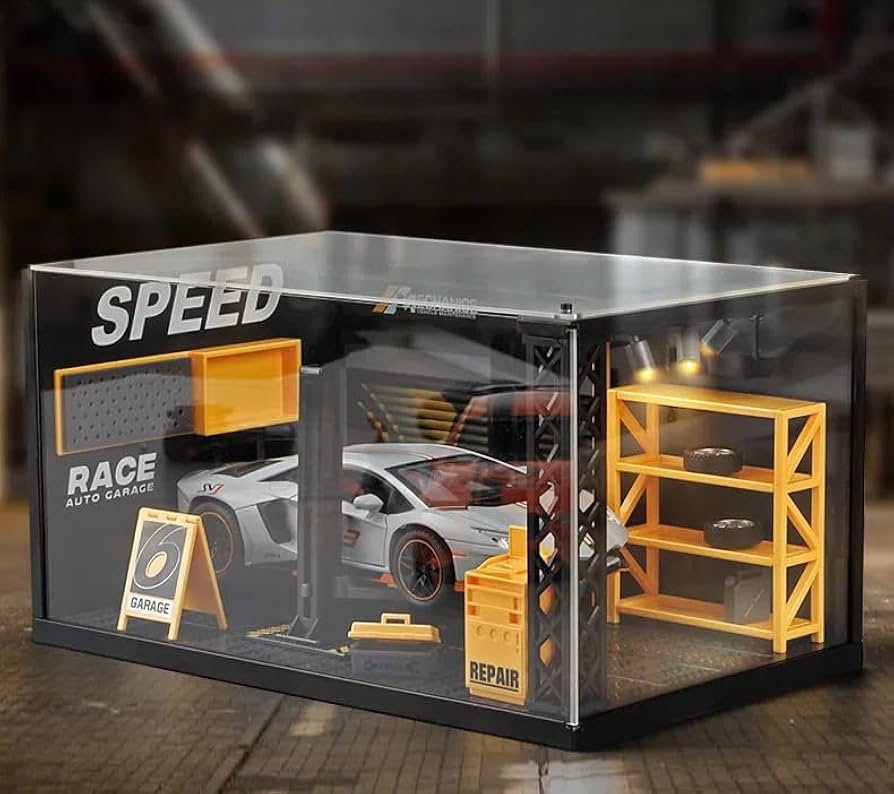 Amazon.co.jp: Raineed ミニカー整備場 1/24 ガレージ ジオラマ 修理