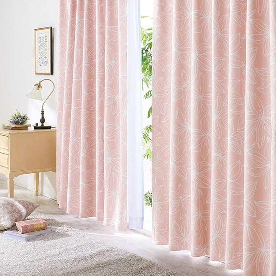 Amazon｜ベルーナ(BELLUNA) カーテン 4枚セット フラワー 花柄 柄