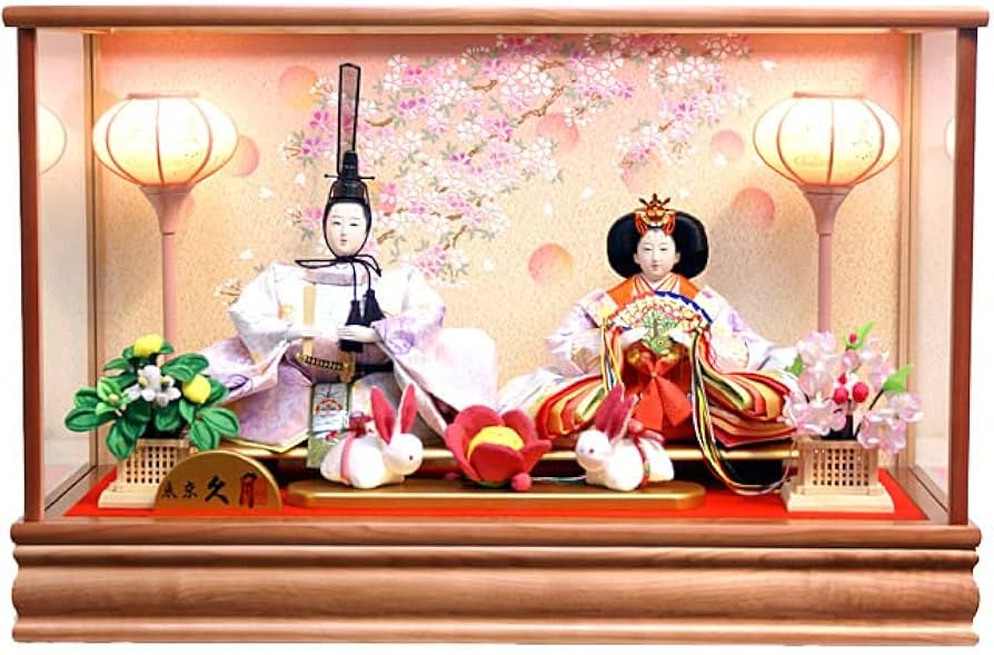 Amazon | 雛人形 久月「よろこび雛」二人親王 ガラスケース飾り