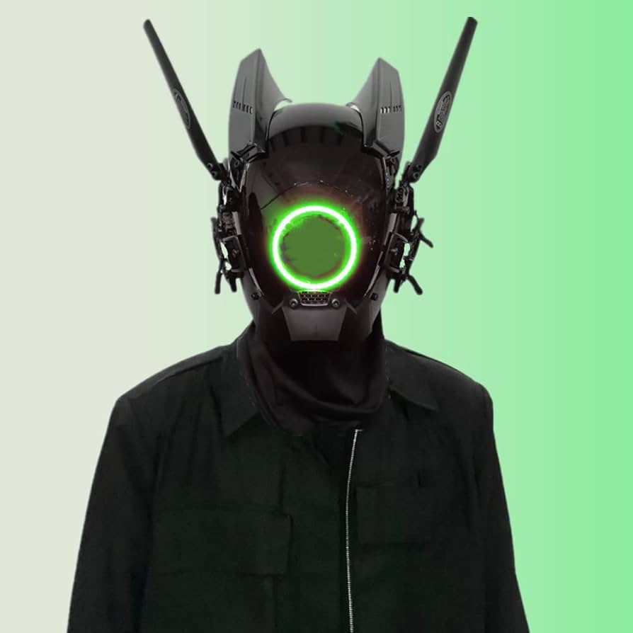 Amazon | LED サイバーパンクマスク 回転アンテナ付き コスプレ仮面 近