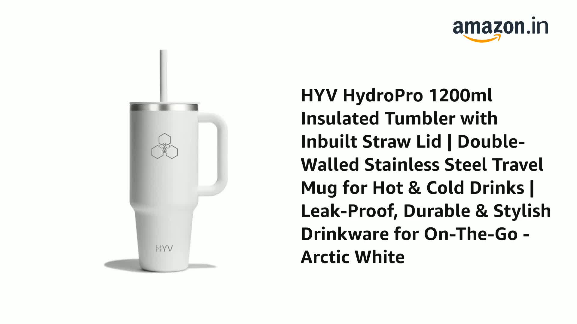 HYV HydroPro 1.2L Insulated Tumbler with Straw | Leakproof Sipper