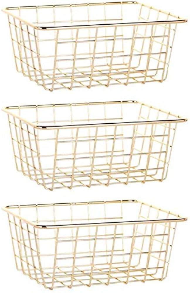 Amazon.co.jp: COPISSO カゴ ゴールド 3個セット ワイヤーバスケット