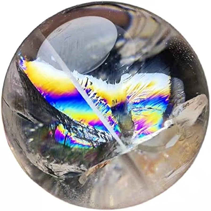 Amazon.co.jp: 天然白水晶虹入り丸玉 虹入り丸玉 水晶 クリスタル 風水