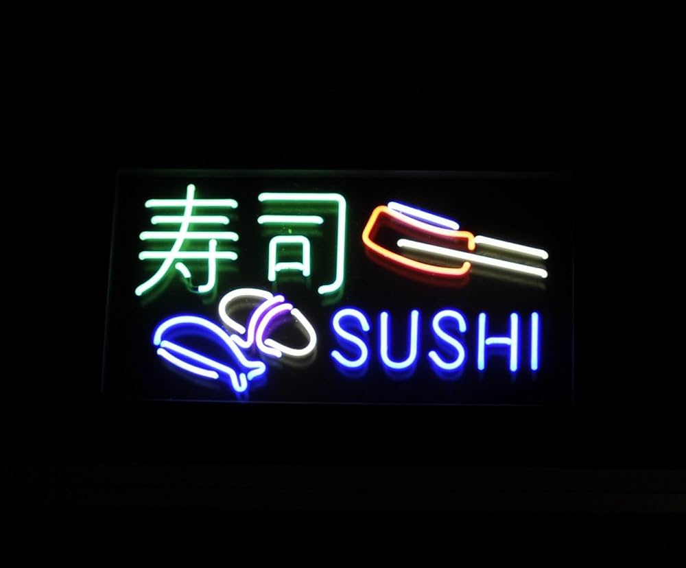 Amazon | LiQi【Sushi 寿司】ネオン 看板 NEON SIGN （縦35cmX横45cm