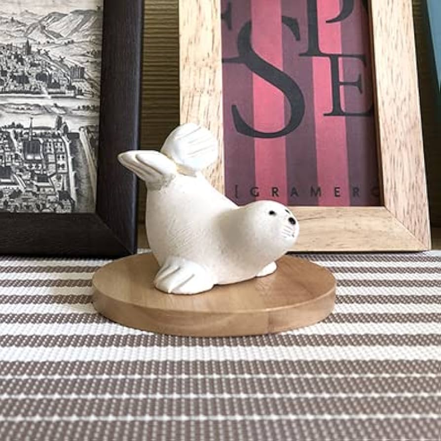 Amazon.co.jp: リンコナダ オットセイ白 25A 陶器 動物 置物 アザラシ