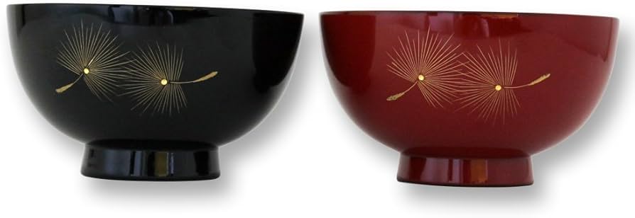 Amazon.co.jp: 大藤漆器店 輪島塗 夫婦汁椀 黒内朱・朱 飛花沈金 WA10