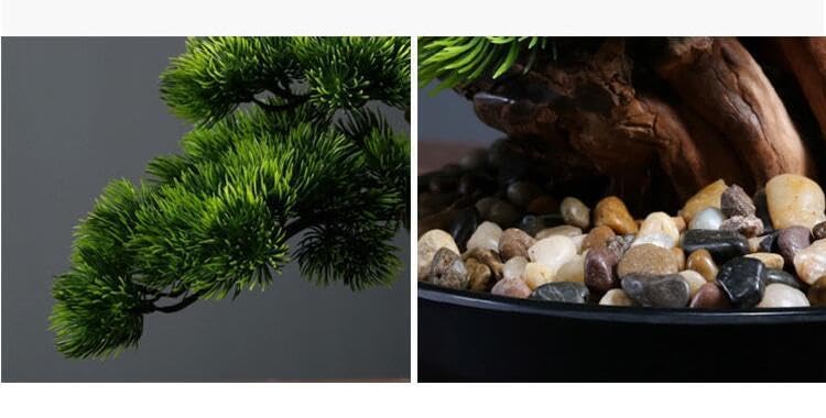 Amazon.co.jp: 上質 再入荷 インテリアグリーン 高級模造迎客松盆栽