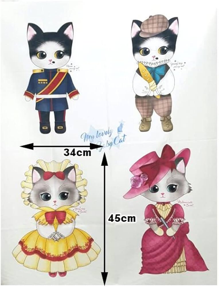 Amazon | 【韓国生地】 動物柄 猫柄 可愛いネコ パネル 生地 コットン