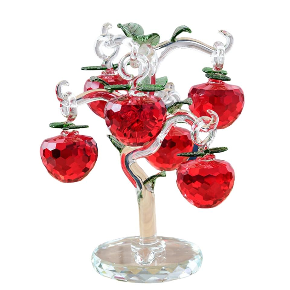Amazon.co.jp: TAKEY赤いクリスタルアップルツリー置物おしゃれ リンゴ