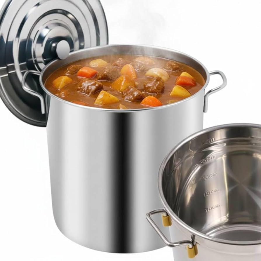 Amazon | iimono117 寸胴鍋 (70L) ステンレス 100％ 蓋付き 両手