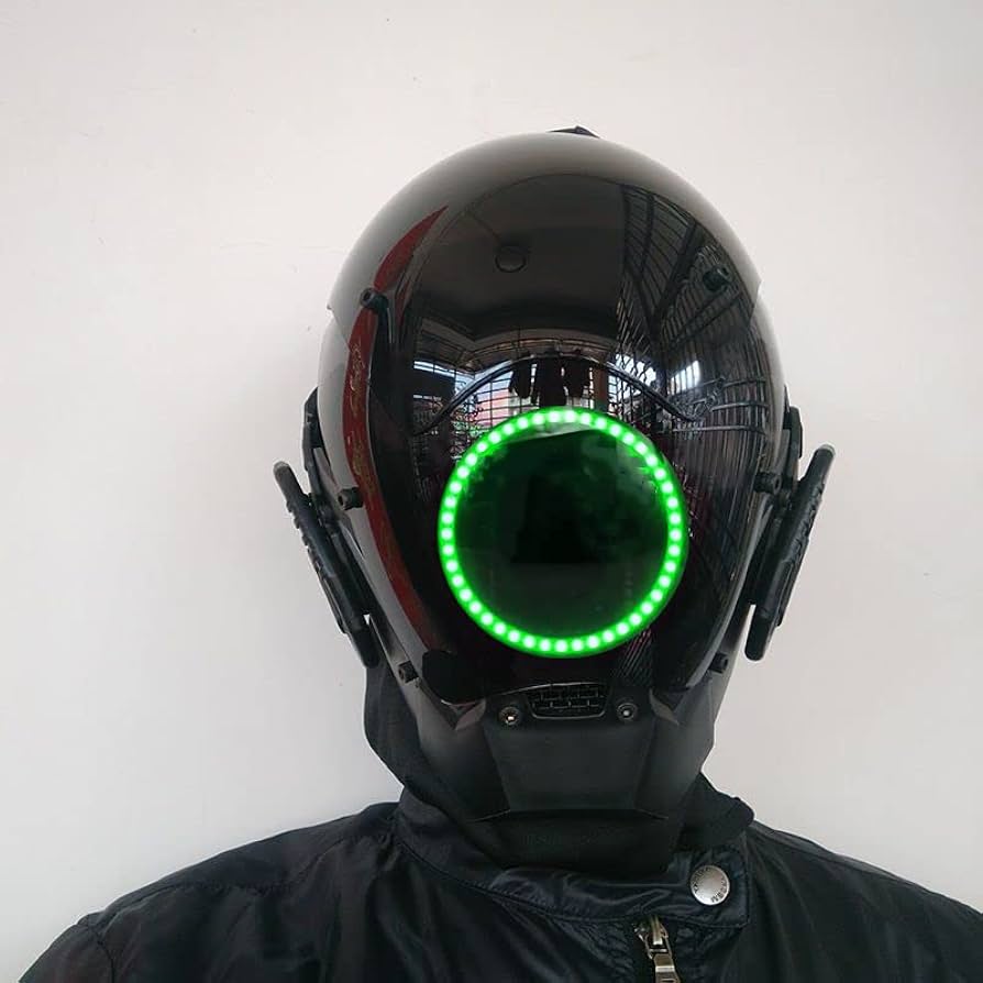 Amazon | ブラックサイバーパンクマスク マルチカラーのライトカラー