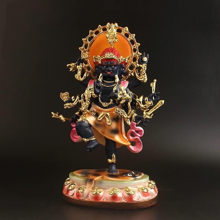 Bフライデー極彩色 錐金特上彫り烏枢沙摩明王8寸立五大明王の一人 高