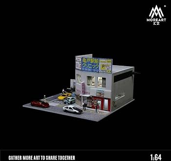 Amazon.co.jp: MoreArt 1/64【日本の商業ビル】 ジオラマ 駐車場 付き