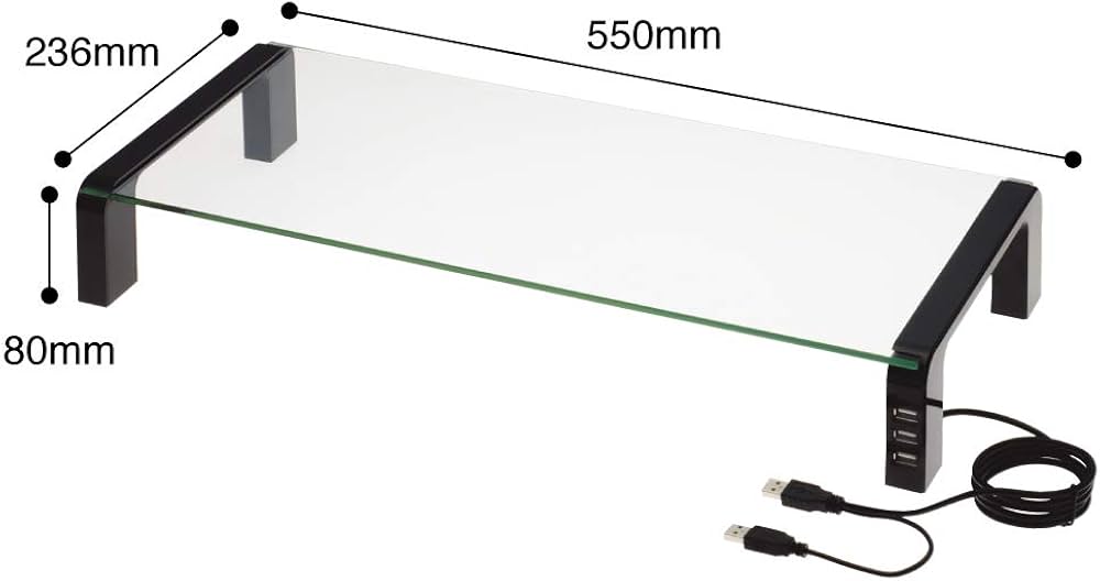 Amazon | キングジム 机上台 デスクボード USBハブ付 ガラス天板 黒