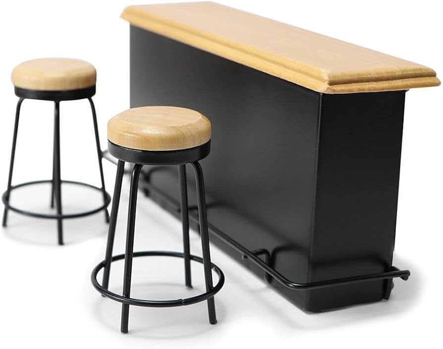 Amazon.co.jp: ドールハウス家具 メタルバーテーブル&チェア 木製