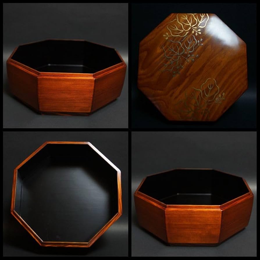 茶道具 平安上杉満樹『松摺漆喰籠』金銀桐蒔絵 八角喰篭 菓子器 共箱