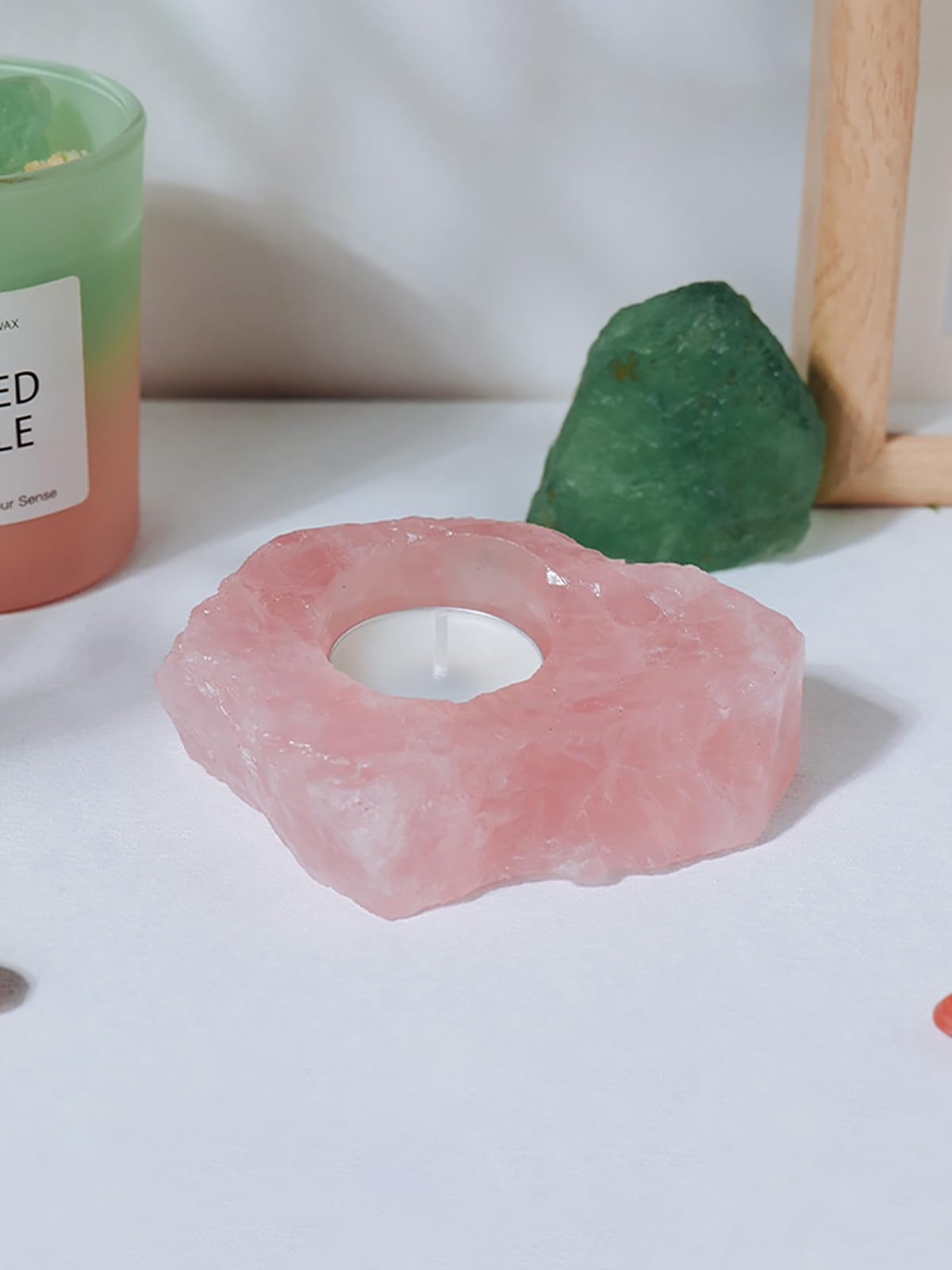 Amazon.co.jp: sukimind ローズクォーツ キャンドルホルダー 天然石